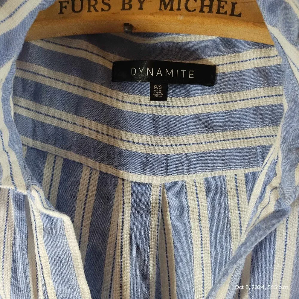 100% Rayon Shirt Dress stripe collared light so comfortable oversized Dynamite - Picture 12 of 16